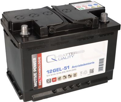 Q-Batteries 12GEL-51 Antriebsbatterie 12V 52Ah (5h), 60Ah (20h) wartungsfreier
