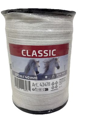 Weidezaunband 200m / 40mm Weideband Pferdeband Zaun Zaunrolle weiß classic