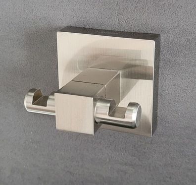 Mezzo Tec Doppelhaken Wandhaken (403118) Metall Edelstahl-Look matt gebürstet