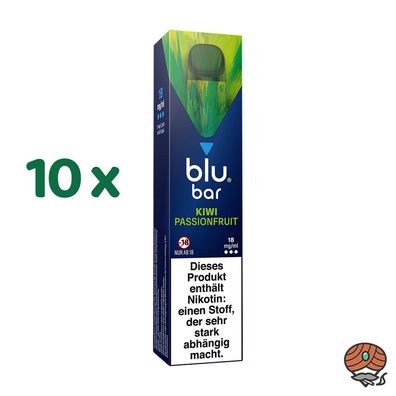 blu bar KIWI Passionfruit 10x Einweg-E-Shisha, 18mg Nikotin, Vape, max. 1000 Züge