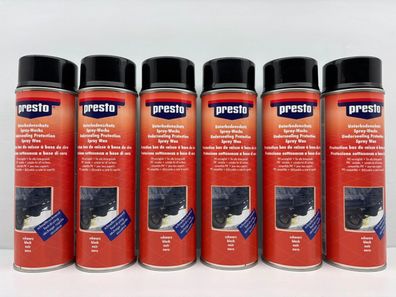6x PRESTO Unterbodenschutz Rostschutz Kfz 690181 UBS Wachs schwarz 500ml