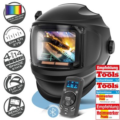 Stahlwerk Schweißhelm MASTER 3-in-1 mit Fernbedienung, klappbarem Visier