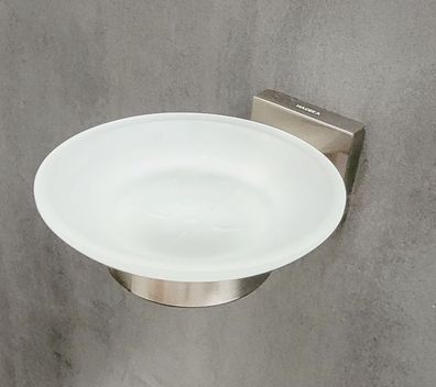 Mezzo Tec Seifenhalter mit Glaseinsatz Metall matt gebürstet/ Glas satiniert