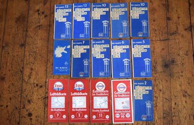 15x Landkarte Auto Esso Aral 1930er Antik Alt Vintage Konvolut Luftbild Straßenkarte