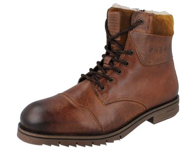 Bugatti Herren Winterstiefel gefüttert braun cognac Glattleder