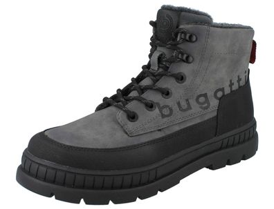 Bugatti Herren Schnürstiefel dunkelgrau Lederimitat