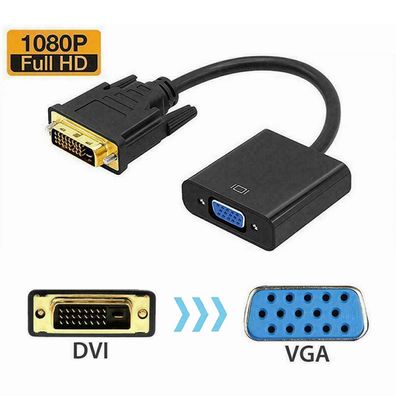 K30 DVI auf VGA Adapter 24 + 1 Pin DVI-D Stecker auf VGA Buchse Konverter 1080P 23cm