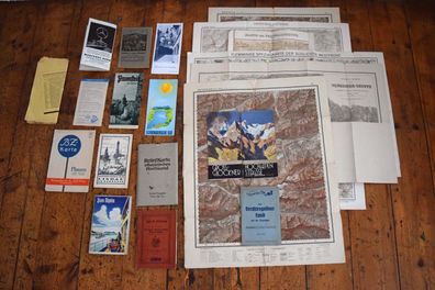 großes Konvolut Tourist Landkarten Wanderkarten Alpen Bayern 1920er Antik Alt Vintage