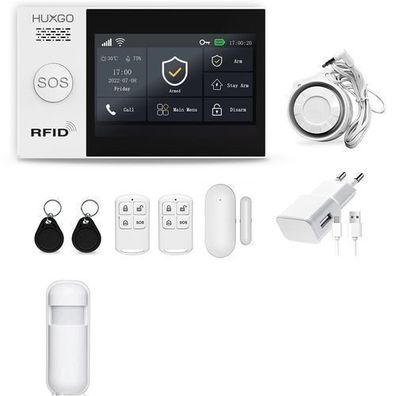 Alarm 2G, HUXGO HXA007 WLAN + GSM Funk Alarmanlage für Büro Haus Wohnung Garage