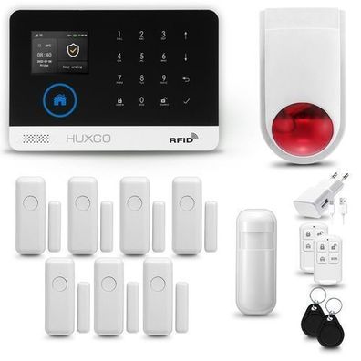 Funk Alarmanlage Set HXA003 WiFi + GSM mit Alarm | Alarm System mit 7x Türsensoren