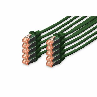 Digitus CAT 6 S/FTP Patchkabel, 10 Stück, 0,25m, grün