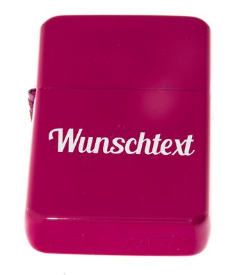 Benzinfeuerzeug pink mit Lasergravur