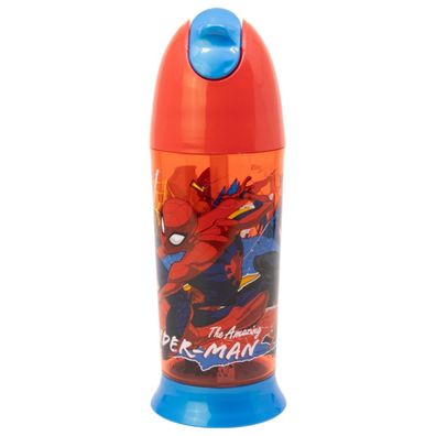 Spiderman Wasserflasche 280 ml Kinderflasche mit Strohhalm, Pausenflasche
