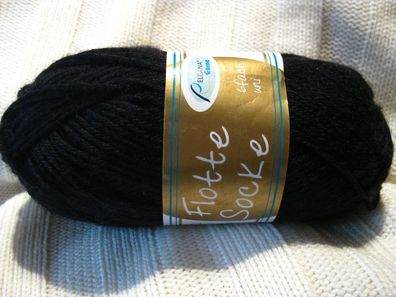 50g Sockenwolle uni 6 fach von Rellana Nr 102 schwarz