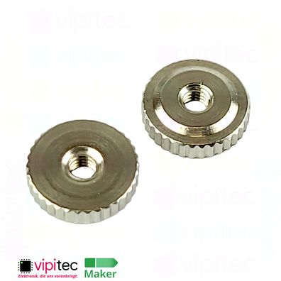 M2,5 Rändelmutter Flach Stahl vernickelt 2.5 Daumenmutter Niedrige Form M2.5