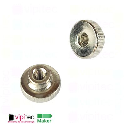 M3 Rändelmutter mit Kragen Stahl vernickelt Daumenmutter Hohe Form