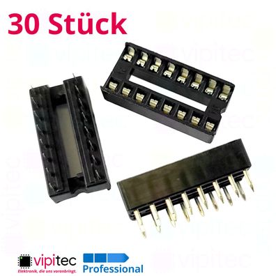 30x DIP16 IC Sockel 7,62 mm Eng DIL16 Chip Socket Fassung Halter 16-Pin 2x8