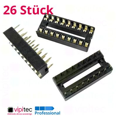 26x DIP18 IC Sockel 7,62 mm Eng DIL18 Chip Socket Fassung Halter 18-Pin 2x9