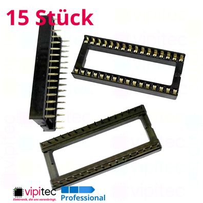 15x DIP32-W IC Sockel 15,24 mm Weit DIL32 Chip Socket Fassung Halter 32-Pin 2x16