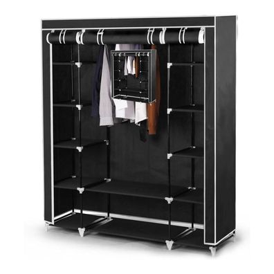 Best For Home Stoffschrank Faltschrank Kleiderschrank mit Kleiderstange & Regalfächer