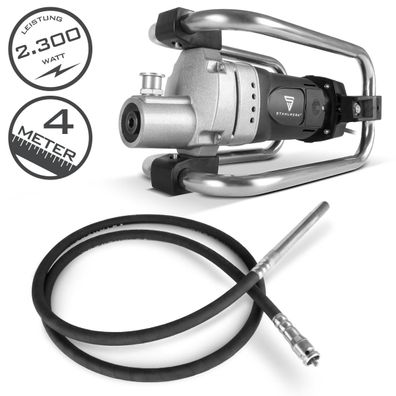 Stahlwerk Betonverdichter 2.300 Watt mit 4.000 U/min Rüttelflasche Ø 35 mm Set