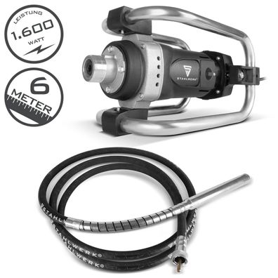 Stahlwerk Betonverdichter 1.600 Watt Rüttelflasche Ø 45 mm Set 600 cm Länge