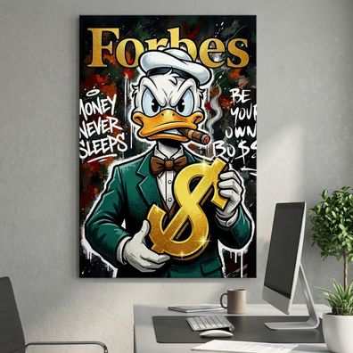 Dagobert Wandbild Forbes Business Kunst. Acrylglas, Leinwand, Poster, Pop Art deko