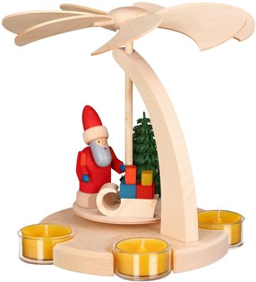 Pyramide mit Weihnachtmann HxBxT = 18x22x22cm NEU Holzpyramide Tischdekoration D