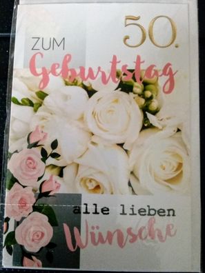 Edle Glückwunschkarte zum 50. Geburtstag Inkl. Umschlag Hochwertige Grußkarte