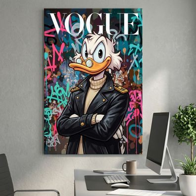 Pop Art Dagobert Duck Wandbild mode Kunst. Acrylglas, Leinwand, Poster deko