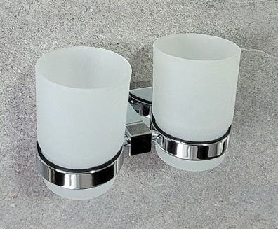 Mezzo Chrome Doppelbecherhalter 2er-Zahnbecher Metall chrom glänzend Reduziert