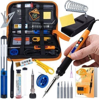 Rosfix Set Lötstation 60W LCD – 8in1 mit Entlötpumpe & ESD Pinzette
