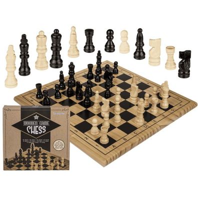Schach Spiel aus Massivholz Schachfeld inkl. Schachfiguren 28,5 x 28,5 cm NEU