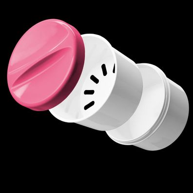 PP Einweg Zahnprothesenbecher, weiß, pink, 250 ml Füllmenge