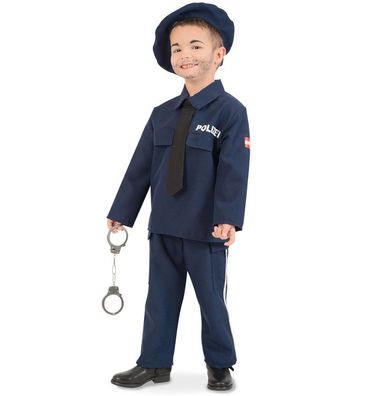 narrenwelt Kostüm Polizist Austria Polizei 4tlg Anzug blau + Schlips+ Mütze 104-152