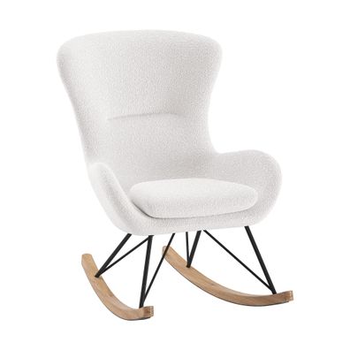 Schaukelstuhl Katreena 76x110x101 Bouclé Creme/Schwarz/Natur