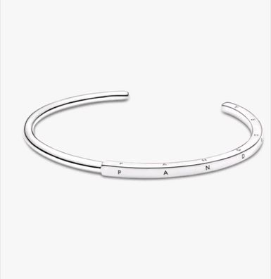 Pandora Signatur 16 cm I-D Offener Armreif 925 Silber