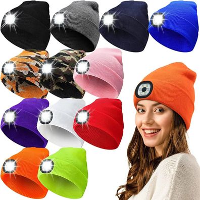 LED Beanie with Light, Rechargeable USB Illuminated Beanie for Men and Women, Adjusta