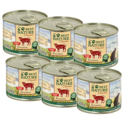 Best Nature Senior Lamm + Weizenkleie, Nassfutter für ältere Katzen - 6x 200g