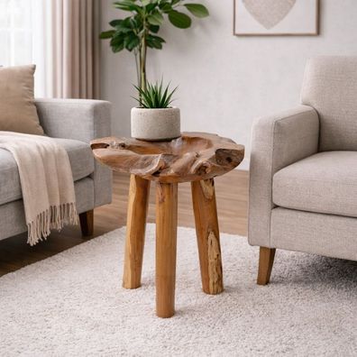 Teak Beistelltisch BIG BOWL ca.50cm Nachttisch Blumenhocker Massivholz Teaktisch