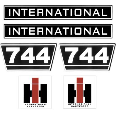IHC International 744 Schwarz Weiß Klein Traktor Schlepper Aufkleber Klebefolie