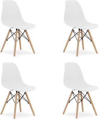 Best For Home Esszimmerstuhl Weiß, unststoffstuhl mit Holzbeinen, odern & Ergonomisch