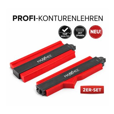 Maxxmee 2er Set Konturenlehre grau/rot - 25,5cm x 9,5cm und 13cm x 9,5 cm