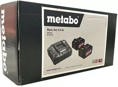 Metabo Basis Starter Set 2x Akku Li-ion 18,0 Volt 4,0 Ah CAS + Ladegerät ASC 55