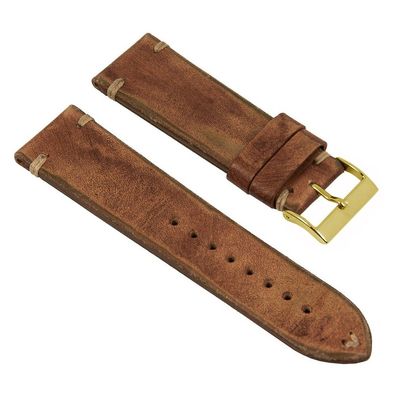 Vintage Uhrenarmband Rindsleder Rost mit Ziernaht 26258