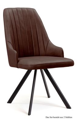 Esszimmerstuhl (2er-Set) Deina 52x91x60 Schwarz/Braun