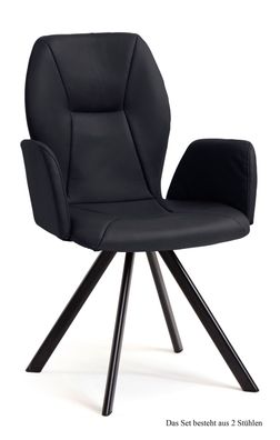 Armlehnstuhl (2er-Set) Denna 58x92x60 Schwarz/Anthrazit