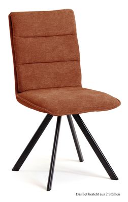 Esszimmerstuhl drehbar (2er-Set) Devan 47x92x60 Schwarz/Cognac