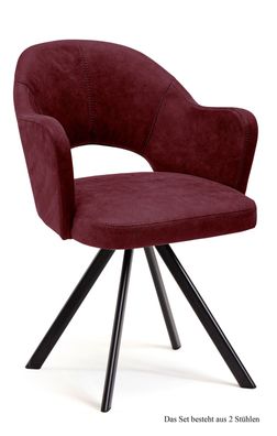 Armlehnstuhl drehbar (2er-Set) Devon 59x87x61 Schwarz/Marsala