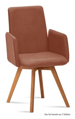 Armlehnstuhl (2er-Set) Dilys 52x92x60 Eiche geölt/Cognac